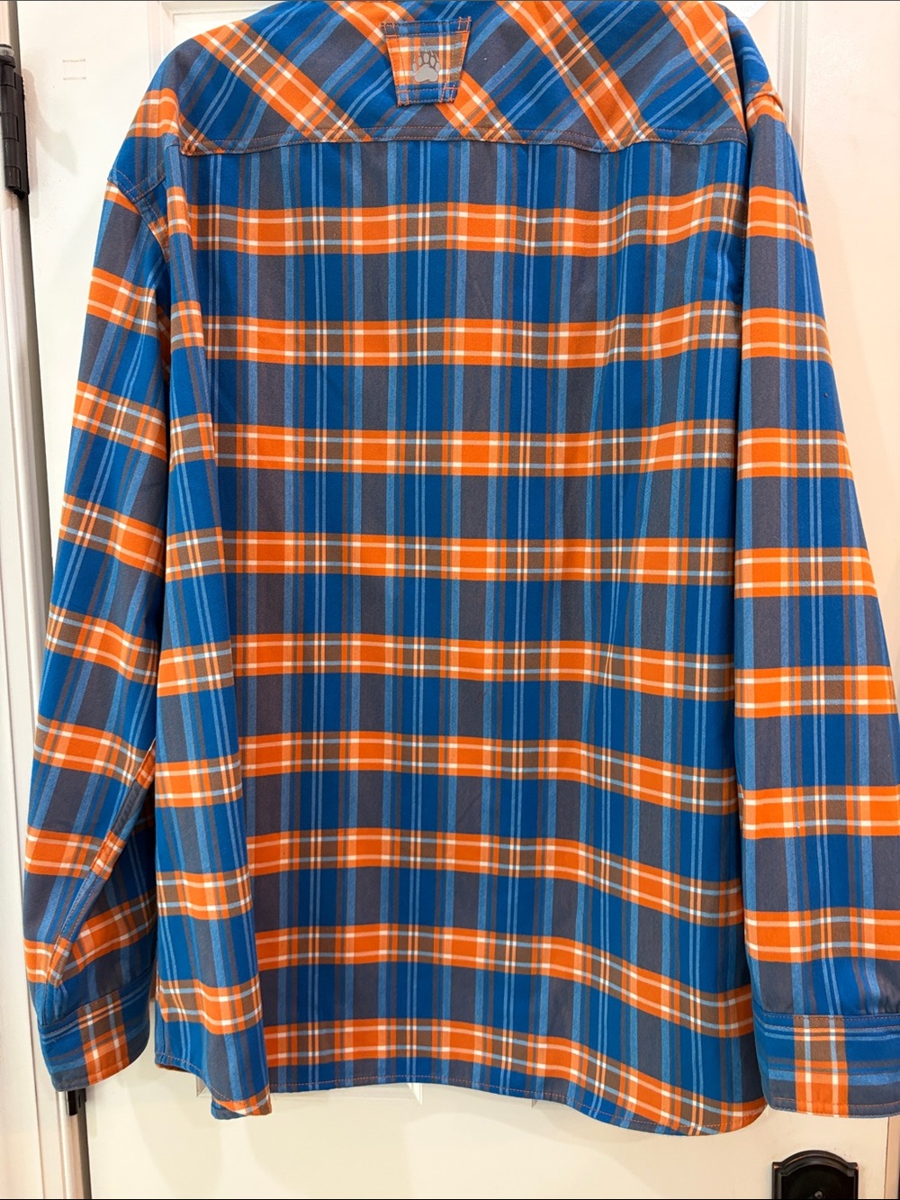 Men's Blue & Orange Plaid Button-Down Shirt - Picture 7 of 8